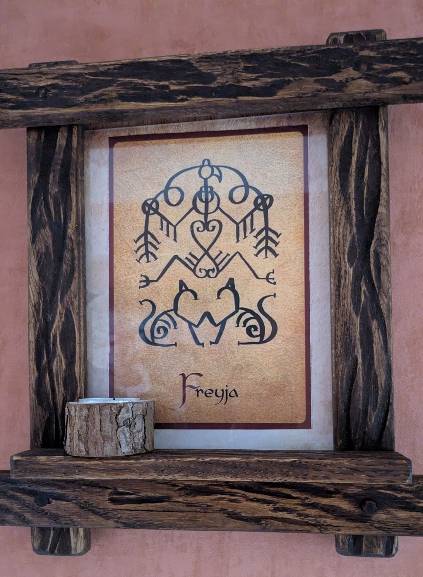 Cadre runique en chêne teinté – Décoration nordique